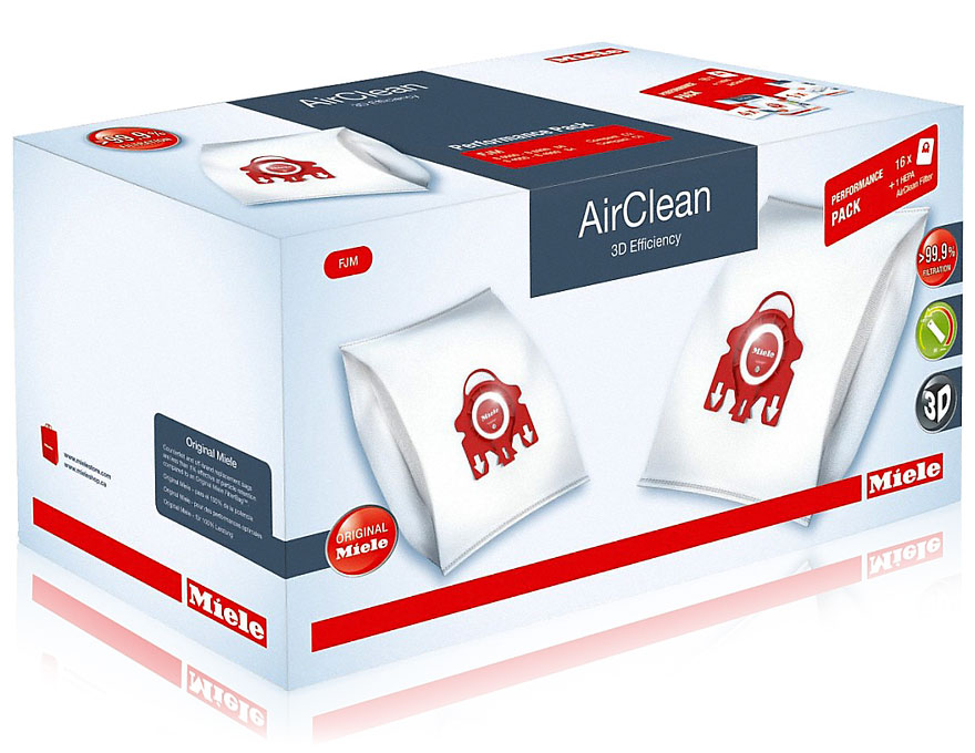 Miele Performance Pack 16 Type FJM AirClean 3D Efficiency FilterBags + HA50 HEPA Filter