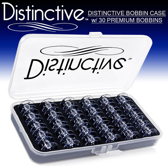 Distinctive Premium Bobbin Box Case with 30 Premium Style SA156 and 15J Bobbins Made for Brother, Singer and Janome Sewing Machines